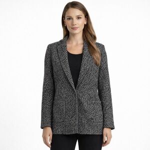 Ambience Outerwear Grey Heather Wool Blend Blazer w/ Pockets - Size: Medium